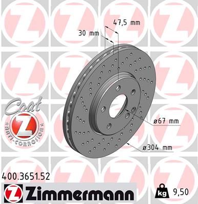 Диск тормозной спортивный ZIMMERMANN 400365152