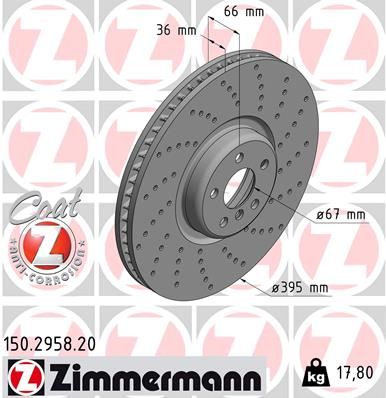 Диск тормозной передний правый ZIMMERMANN 150295820