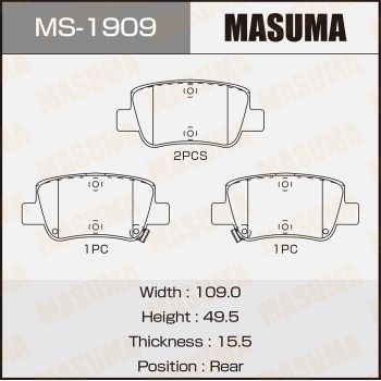 Колодки тормозные дисковые Masuma MS1909