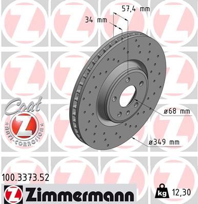 Диск тормозной ZIMMERMANN 100337352
