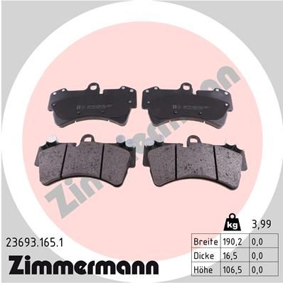 Колодки тормозные дисковые ZIMMERMANN 236931651