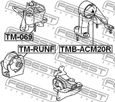 Сайлентблок задней подушки двигателя FEBEST TMBACM20R