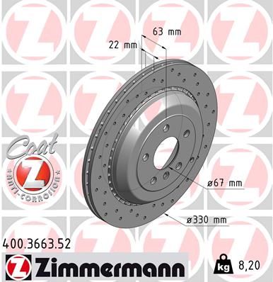 Диск тормозной ZIMMERMANN 400366352
