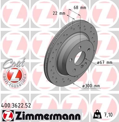 Диск тормозной задний ZIMMERMANN 400362252