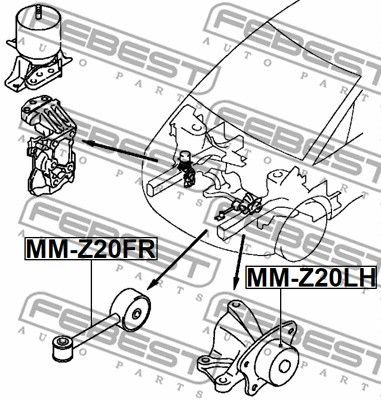 Подушка двигателя левая FEBEST MMZ20LH