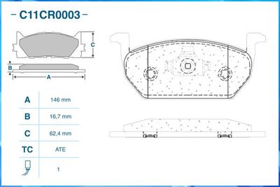 Колодки тормозные передние CWORKS C11CR0003