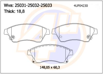 Колодки тормозные передние GENERAL MOTORS 13301207