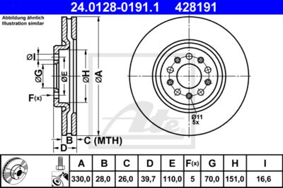 Диск тормозной передний ATE 24012801911