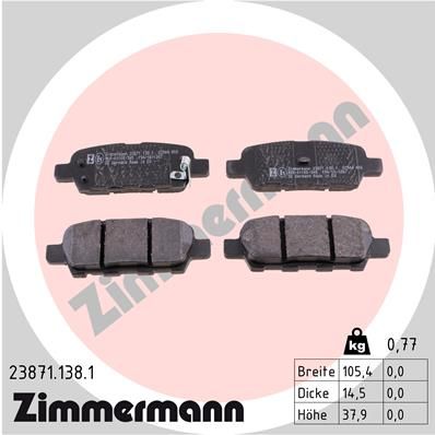 Колодки тормозные дисковые ZIMMERMANN 238711381