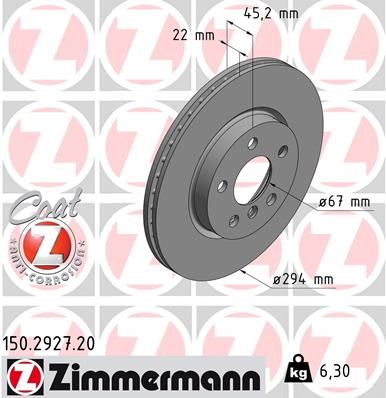 Диск тормозной ZIMMERMANN 150292720