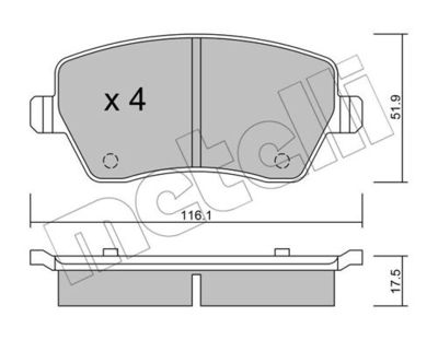 Комплект колодок для дискового тормоза METELLI 2204850