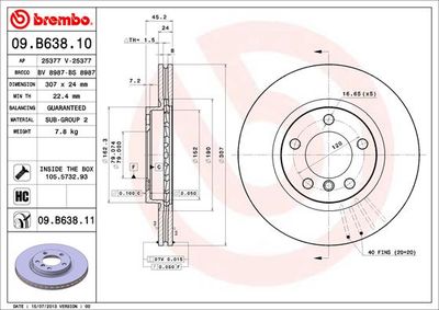 Диск тормозной BREMBO 09B63811