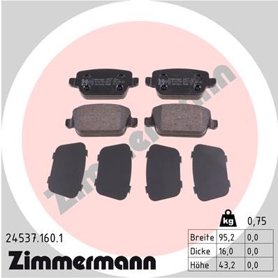 Колодки тормозные задние ZIMMERMANN 245371601