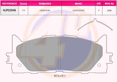 Колодки тормозные дисковые передние TOYOTA 0446533450