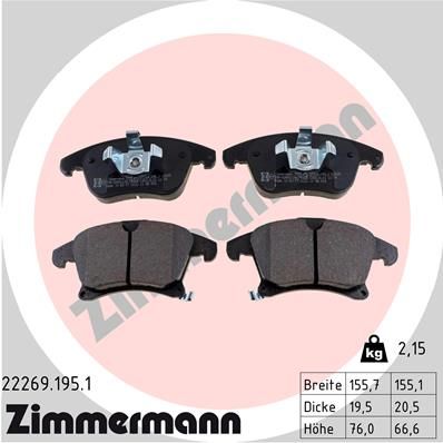 Колодки тормозные дисковые ZIMMERMANN 222691951
