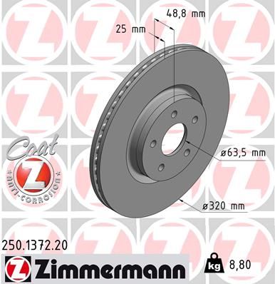 Диск тормозной ZIMMERMANN 250137220