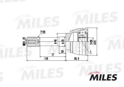 ШРУС передний наружный Miles GA20446