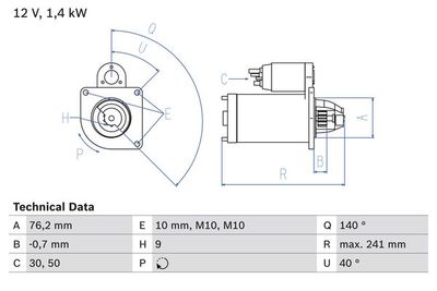 Стартер BOSCH 0986016660