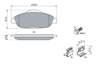 Колодки тормозные дисковые передние BOSCH 0986494261