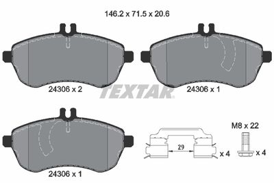 Комплект колодок для дискового тормоза TEXTAR 2430602