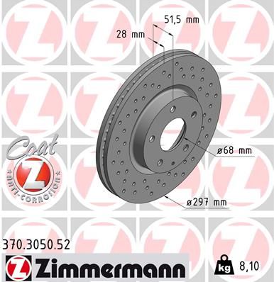 Диск тормозной передний перфорированный ZIMMERMANN 370305052