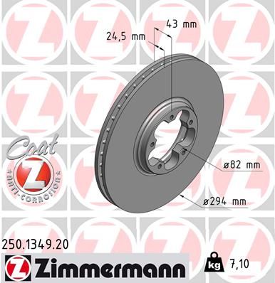Диск тормозной ZIMMERMANN 250134920