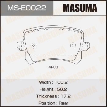 Колодки тормозные дисковые Masuma MSE0022