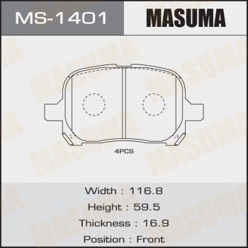 Колодки тормозные передние Masuma MS1401