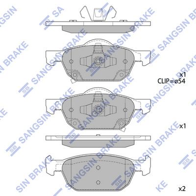 Колодки тормозные передние SANGSIN SP1605