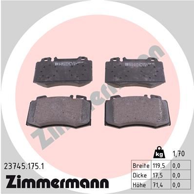 Колодки тормозные дисковые ZIMMERMANN 237451751