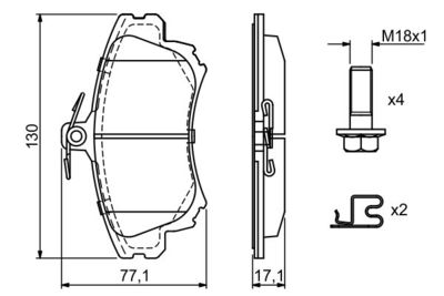 Комплект колодок для дискового тормоза BOSCH 0986424541