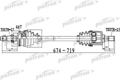 Полуось передний мост слева PATRON PDS0496