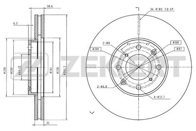 Диск тормозной передний Zekkert BS5168