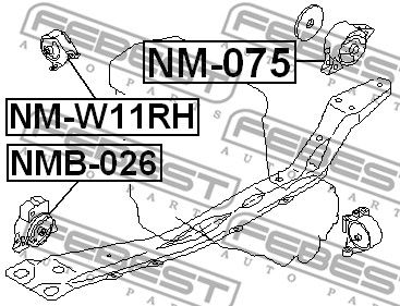 Подушка двигателя задняя FEBEST NM075