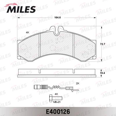 Колодки тормозные передние задние Miles E400126