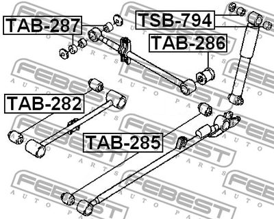 Сайлентблок задней продольной тяги FEBEST TAB282