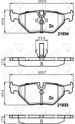 Колодки тормозные дисковые задние ALLIED NIPPON ADB01024
