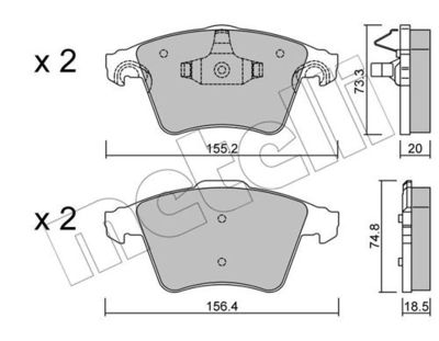 Комплект колодок для дискового тормоза METELLI 2205523