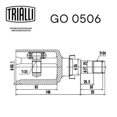 ШРУС внутренний правый TRIALLI GO0506