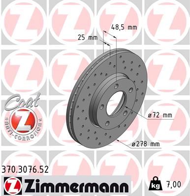 Диск тормозной спортивный ZIMMERMANN 370307652