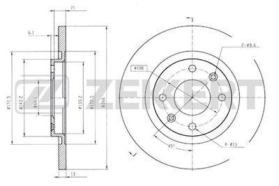 Диск тормозной передний Zekkert BS5249