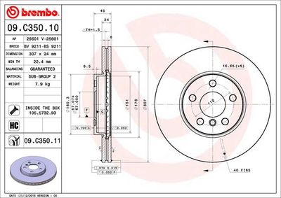 Диск тормозной BREMBO 09C35011