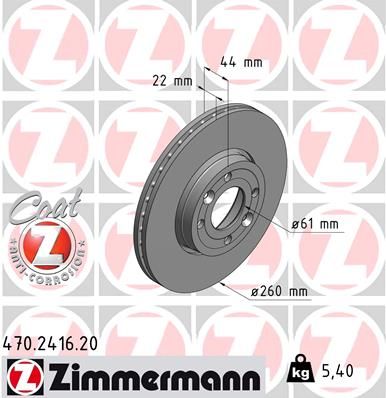 Диск тормозной ZIMMERMANN 470241620
