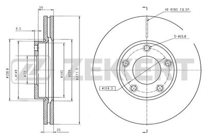 Диск тормозной передний Zekkert BS5252