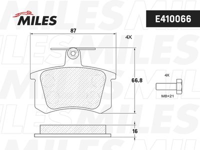 Колодки тормозные задние Miles E410066