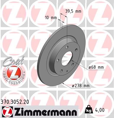 Диск тормозной задний ZIMMERMANN 370305220
