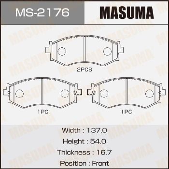 Колодки тормозные дисковые передние Masuma MS2176