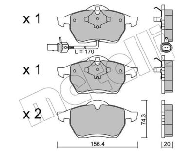 Комплект колодок для дискового тормоза METELLI 2202791