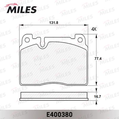 Колодки тормозные передние Miles E400380