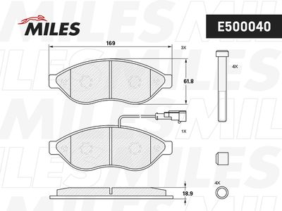 Колодки тормозные передние Miles E500040